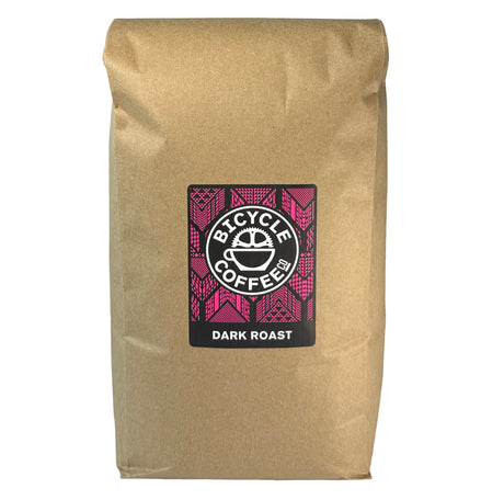Bicycle Coffee Dark Roast 5lb bag with red label, front view