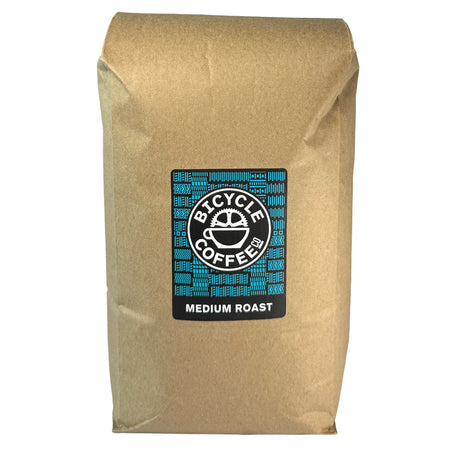 Bicycle Coffee Medium Roast 5lb bag with blue label, front view