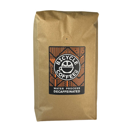 Bicycle Coffee Water Process Decaf 2.5lb bag, orange label, front view
