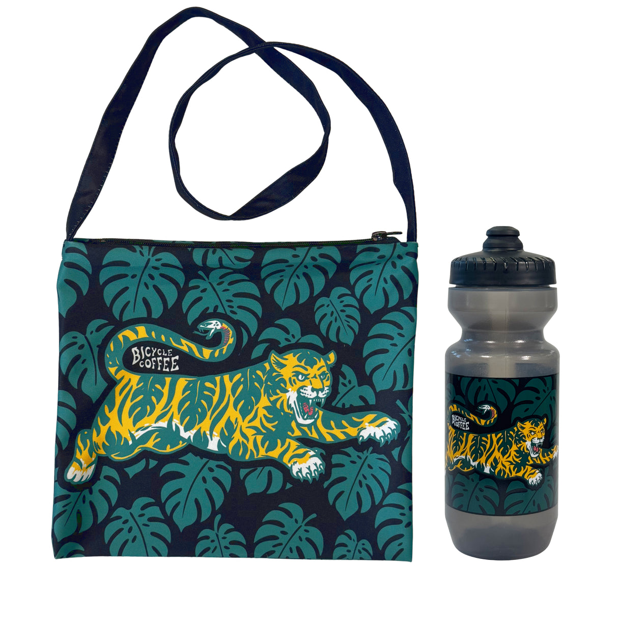 Monstera Tiger Water Bottle + Musette Bag Bundle